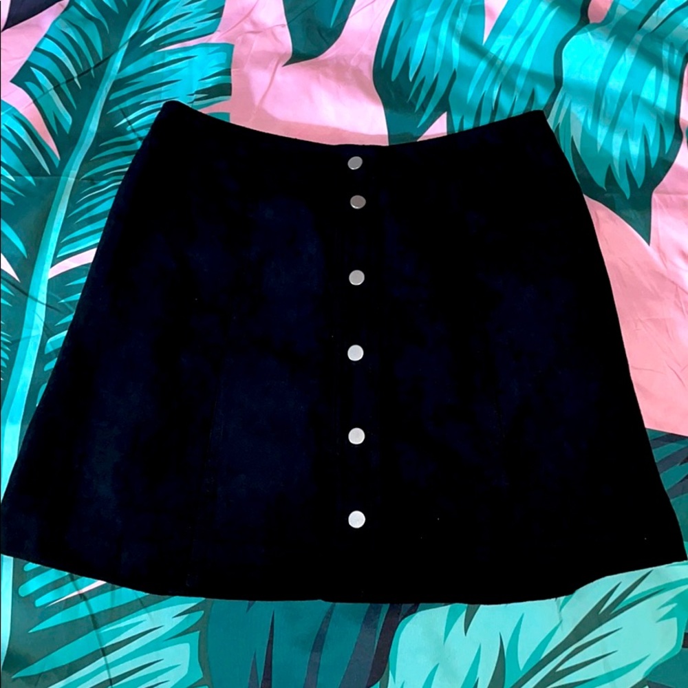 Velvet black button up skirt